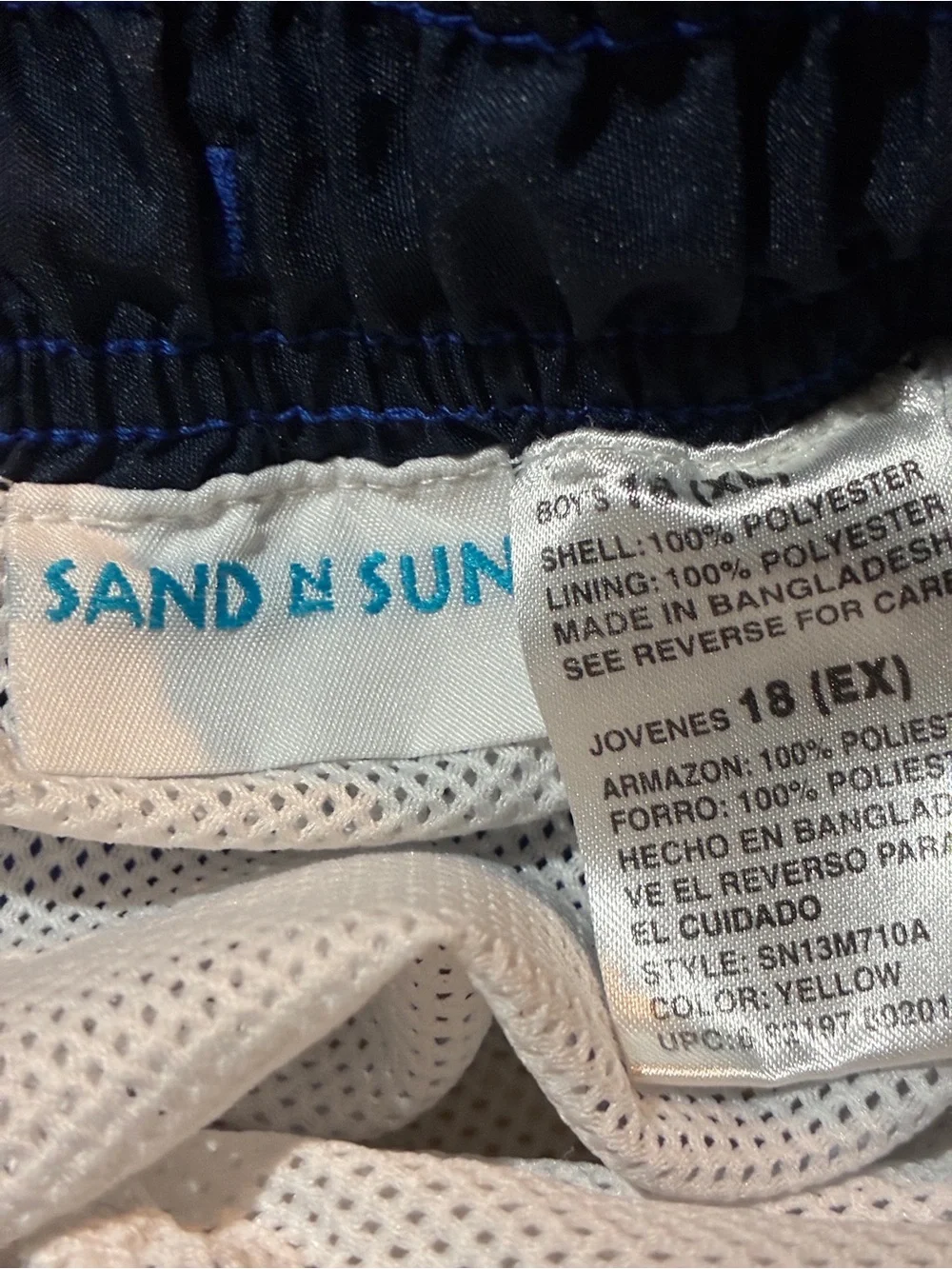 Sand & Sun Boys Swim Trunks Size XL (18) Yellow & Blue Colorblock